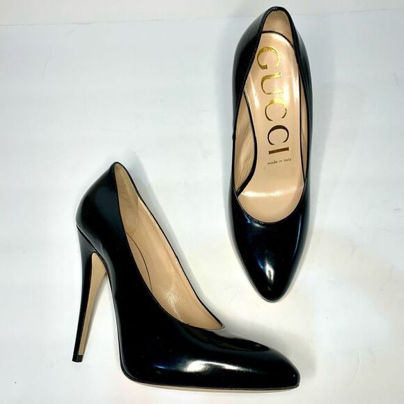 Gucci Shoes - Gucci Elaisa Black Basic Slip On Patent Leather High Heel Pumps EU 38.5 US 8.5